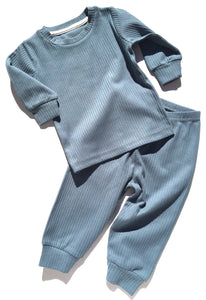 Ribbed Baby Pajama Set (Blue)