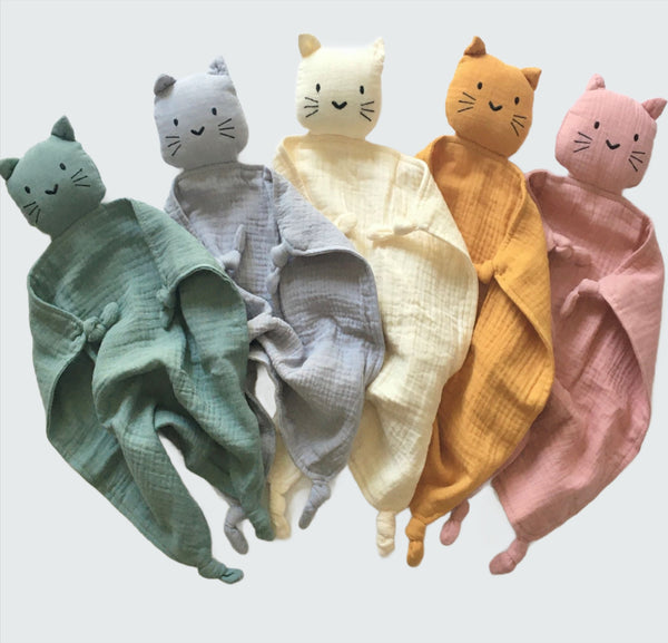 Organic Cotton Kitten Security Blanket / Baby Lovey – Cotton Whimsey